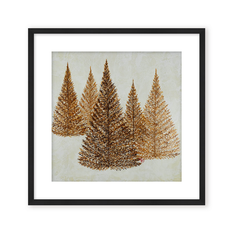 Nature Inspired "Dawnlit Forest" Canvas Wall Art By Karen Biery, 12" H x 12" W, Framed Matted Print, Beige