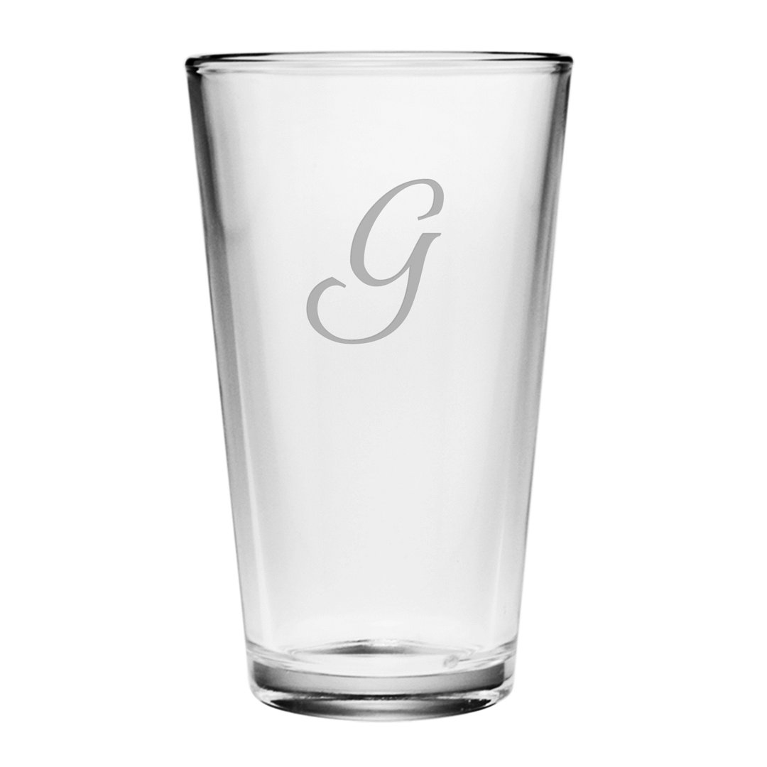 Script Monogram 16oz. Pint Glass Set (Set of 4) Susquehanna Glass