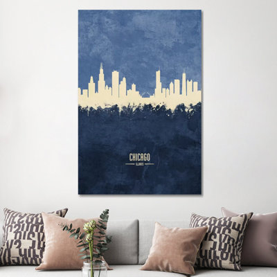 Chicago Illinois Skyline Navy by Michael Tompsett - Wrapped Canvas Print