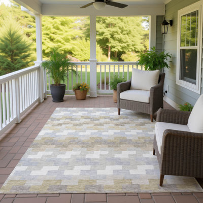 Tapis géométrique Lamanna ACN3052 lavable à la machine pour intérieur/extérieur