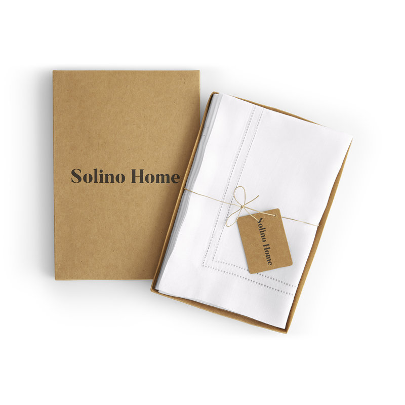 Linen Double Hemstitch - 100% Pue Linen Dinner Napkins, White