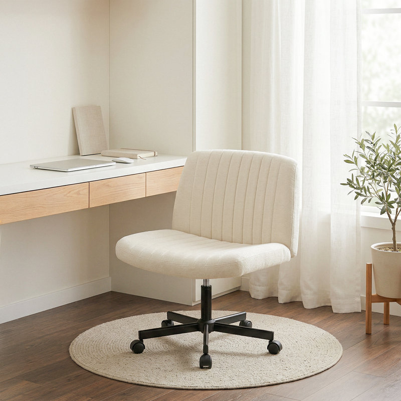 Fauteuil de bureau Keyri Criss Cross, Beige, Roue simple, Tissu