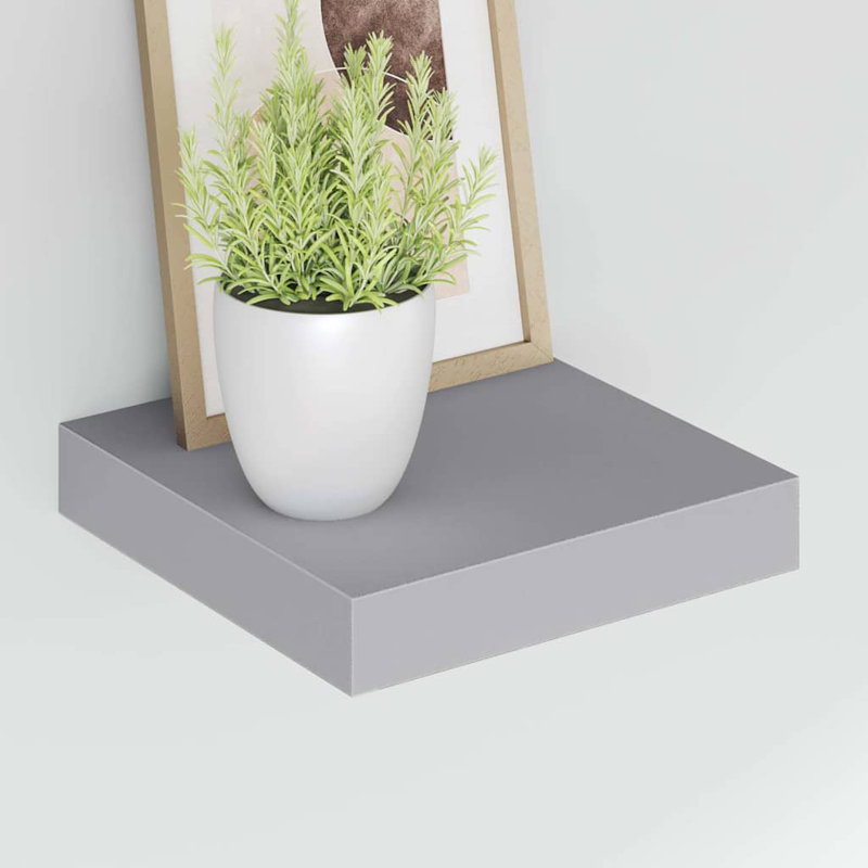 Ensemble de 2 tablettes murales flottantes carrées en panneau de fibres à densité moyenne 9,1 x 9,3 x 1,5 po