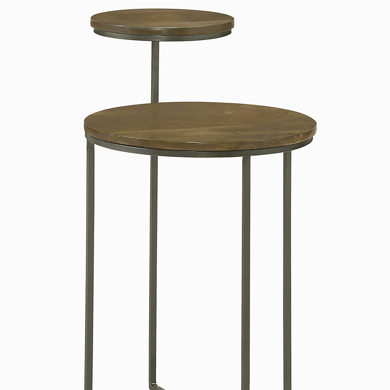 Table d'appoint naturelle et grise à deux niveaux