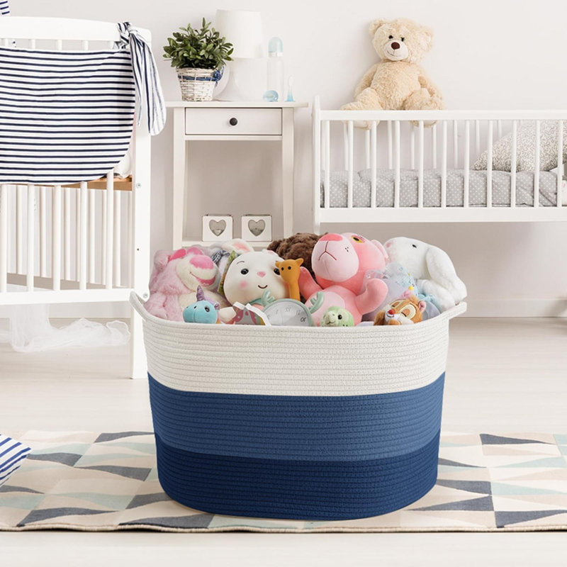 Laundry Basket, Large Blanket Basket For Toys & Clothes, 55X35cm 68L Foldable Hols Shape Wel, Colours Suit Neutral Decor Laundry Hamper For Living Room Bedroom
