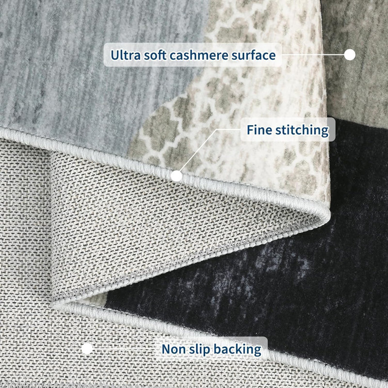 Abstract Machine Printed Area Rug, Gray, Rectangle 120 x 170 cm