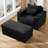  40'' Corduroy Tufted Chaise Lounge Arm Chair with Ottoman-450837229