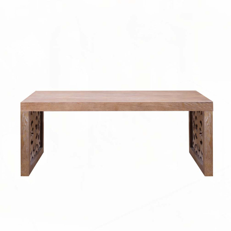 47.2-inch Rustic Carved Solid Wood Coffee Table, Brown