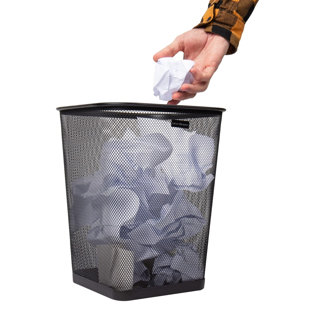 Mind Reader Mesh Trash Can, Waste Paper Basket, Square, Office, Metal Mesh