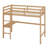 Twin Size High Loft Bed (Rubber Wood) – Safety Guardrail, Built-In Desk & Ladder-10783701