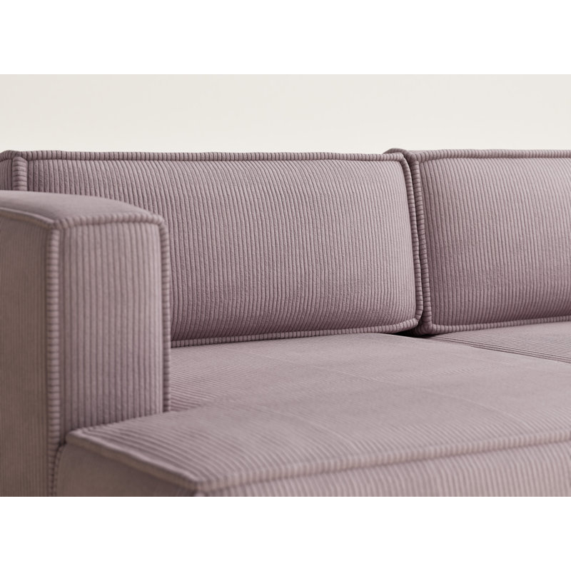 Four-Seater Corner Sofa With Bed Function, Left Hand Facing, Purple Polyester/Velvet