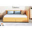 Lit de jour en lin jaune avec 2 tiroirs, sans sommier tapissier, plateforme stable recouverte d'une base durable-930643329