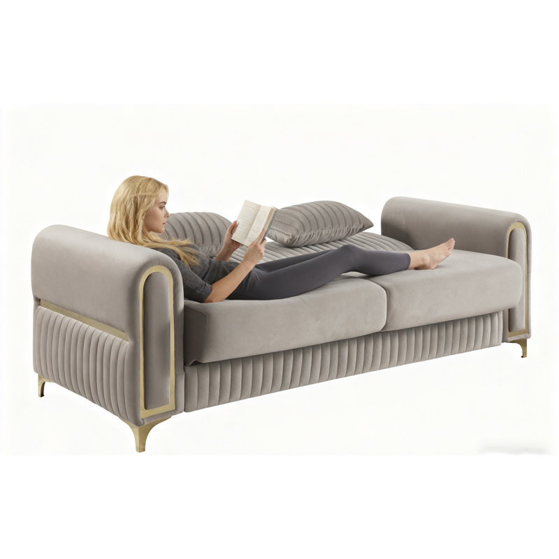 Canapé et causeuse rembourrés Ruby 2pc en Taupe, L 88,5 po