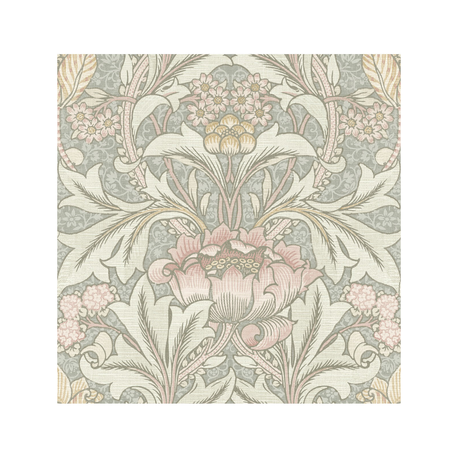 Rihanon Floral Roll, Gray/Green Mist