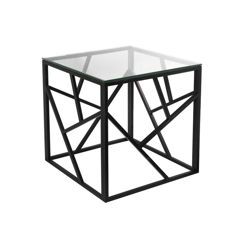 Laith Glass Top End Table, Black