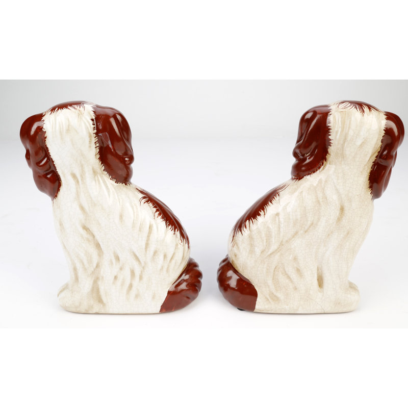 Schaefer 8" Staffordshire Dogs with Baskets Pair, Brown