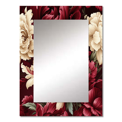 Leal Regency Damask Grandeur Victorian Pattern - Floral Large Mirror, Cottage Unique Wall Mirror Decor, Printed Metal Art