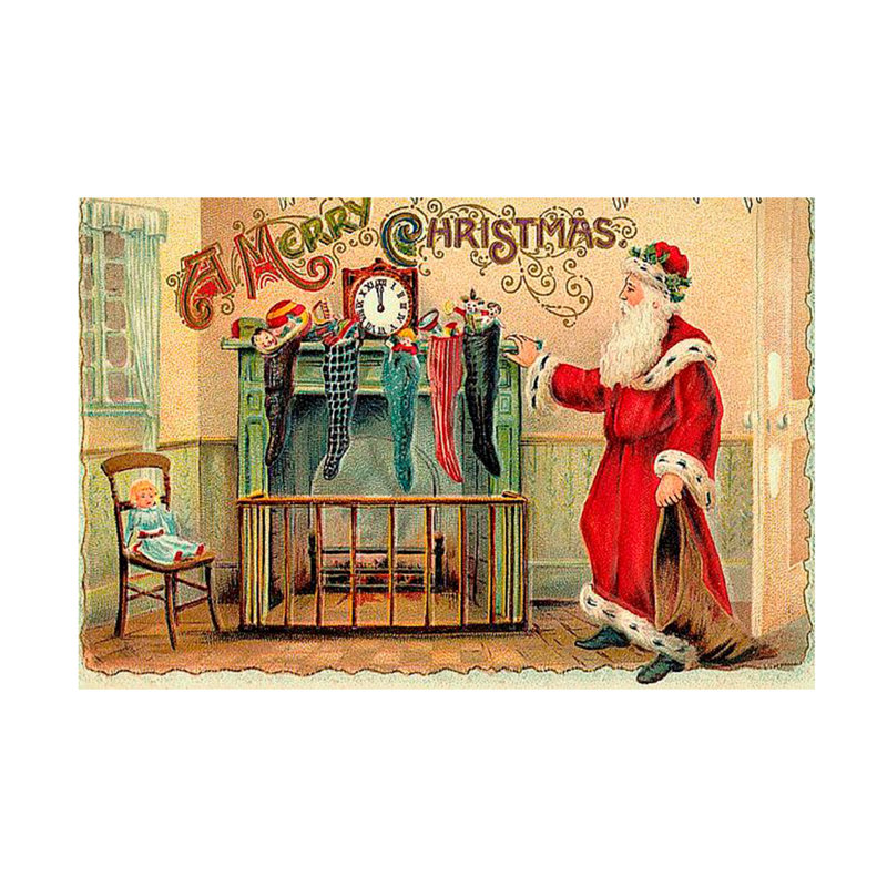 Art sur toile Marcus Jules Santa At Fireplace, H 30 po x l 47 po