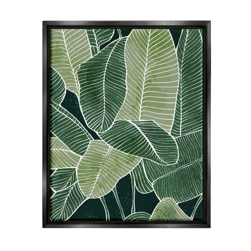 "Tropical Jungle Nature Leaves", art mural encadré par Ziwei Li, Cadre flottant noir de jais, H 31 po x l 25 po x P 1,7 po