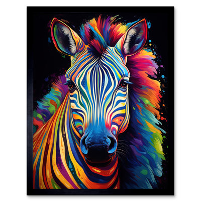 Rainbow Striped Zebra Colourful - Single Picture Frame Print