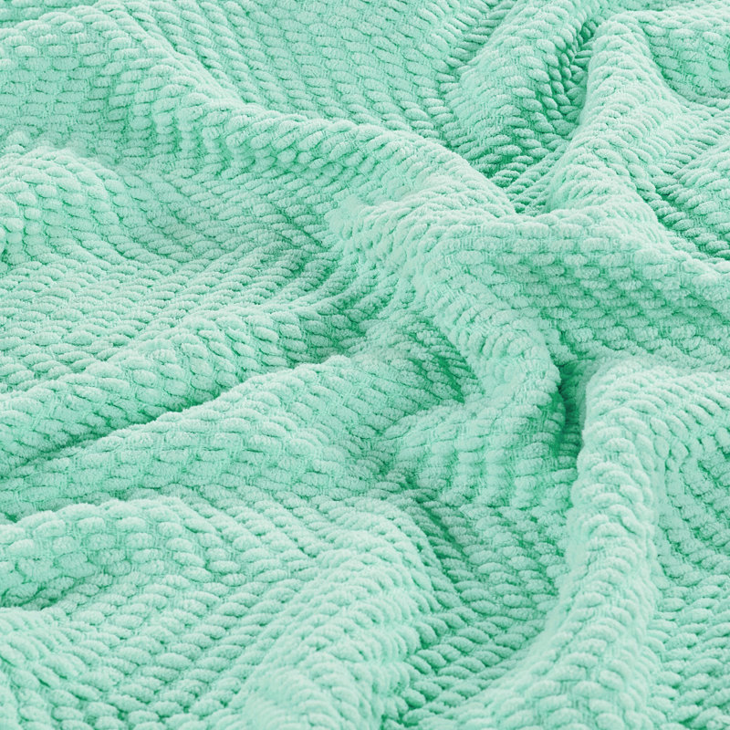 Bay Green Knitted Microfiber Reversible Throw Blanket