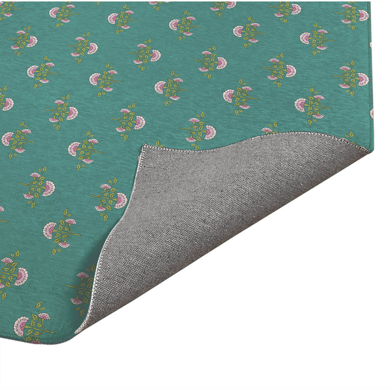 Tapis de bureau léger antidérapant Flora, Bleu sarcelle, H 0,1 po x l 72 po x P 48 po