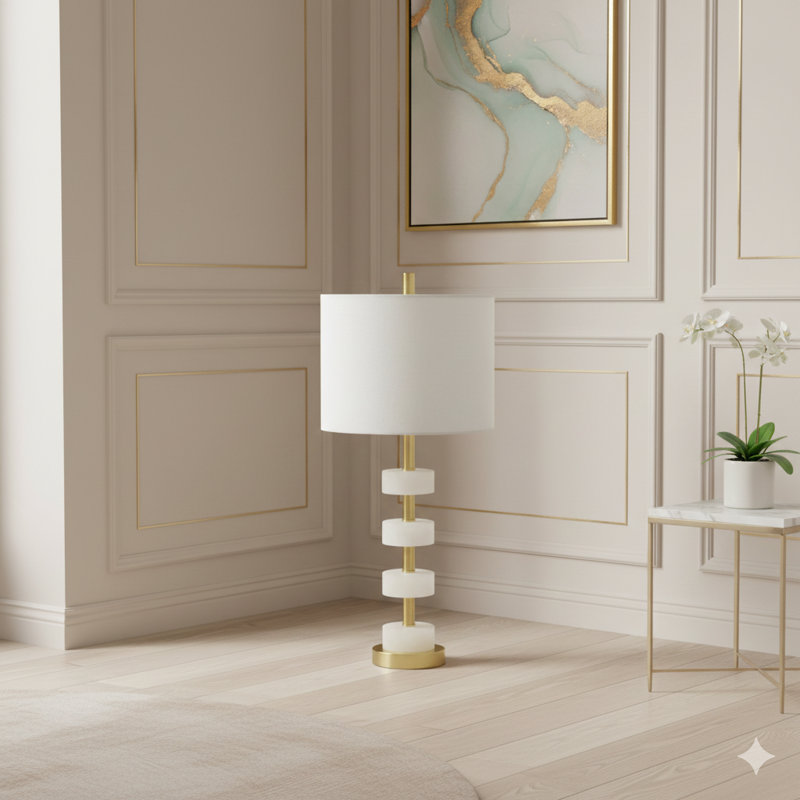 13X13x26" Marble Table Lamp