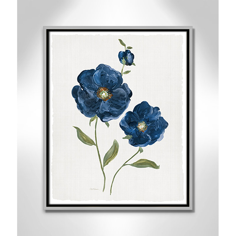 «Blue Poppies Print» par Carol Robinson, H 21,5 po x l 17,5 po x P 2 po, Argent
