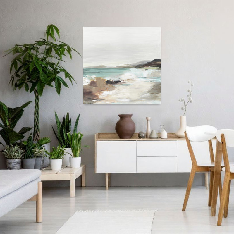 «Coastal Serenity Under Grey Skies», art mural côtier, H 36 po x l 36 po