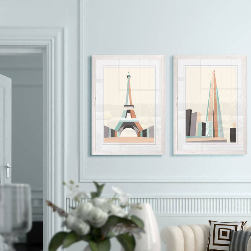 « graphicing architecture i » par antonyme bunjamin (abe)-ensemble de 2 reproductions d’art sur cadre photo, Blanc