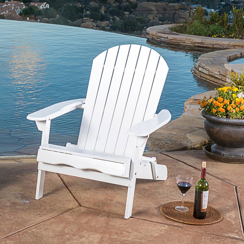 Chaise Adirondack avec lattes traditionnelles, Blanc