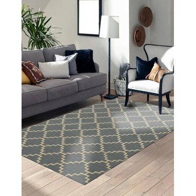 Alluring Bianca Blue Flatweave Wool Area Rug