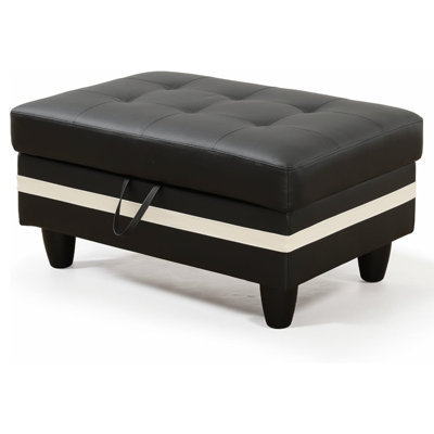 Orella 34" Wide Faux Leather Vegan Leather Rectangle Tufted Hinged Flip-Top Storage Ottoman Bench