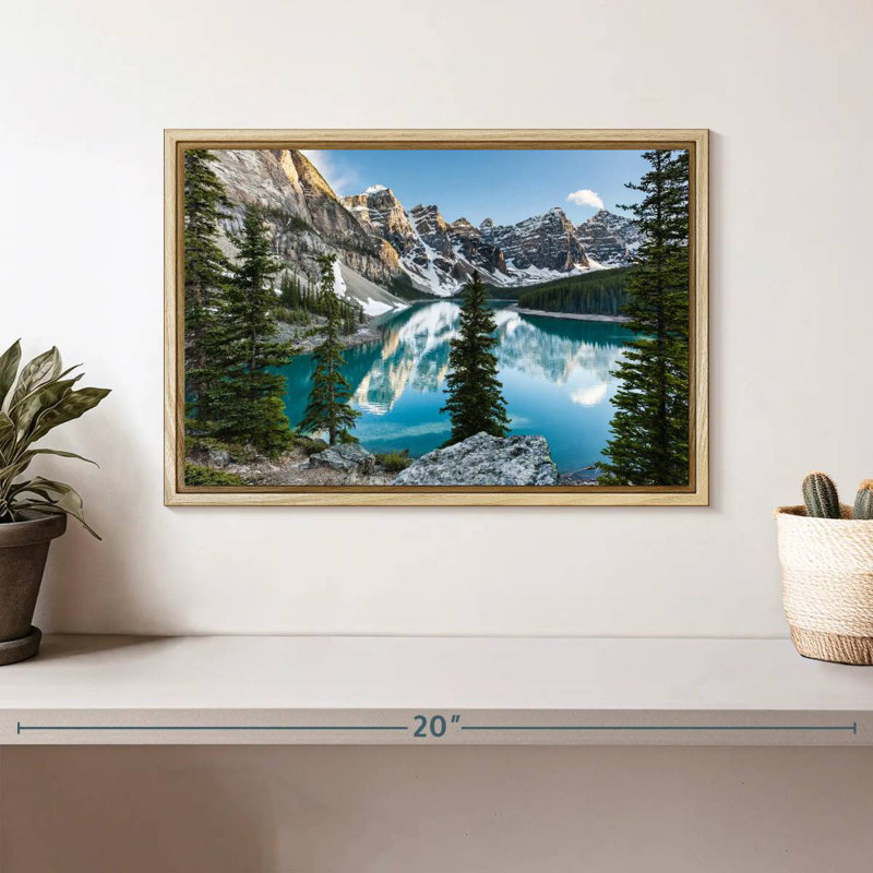 Moraine Lake Reflections, Cadre flottant en bois naturel, 13 po x 9 po