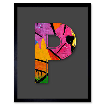 Letter P Neon Abstract by Sha & Koko - Single Picture Frame Print