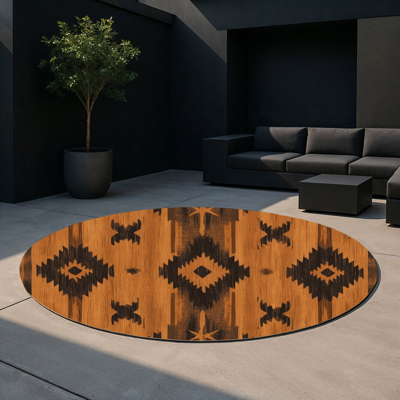 Prairie Steps Indoor And Outdoor Area Rug, Round 5'