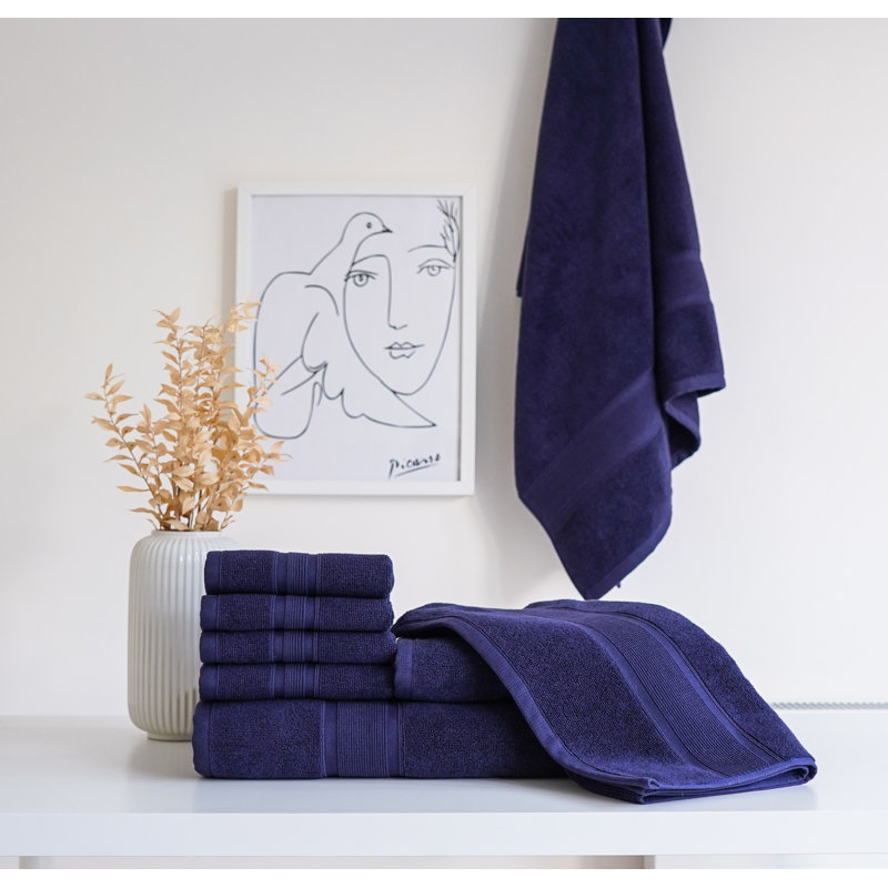 Serviettes de bain en coton turc bleu marine de qualité supérieure (ensemble de 8 pièces), Marine