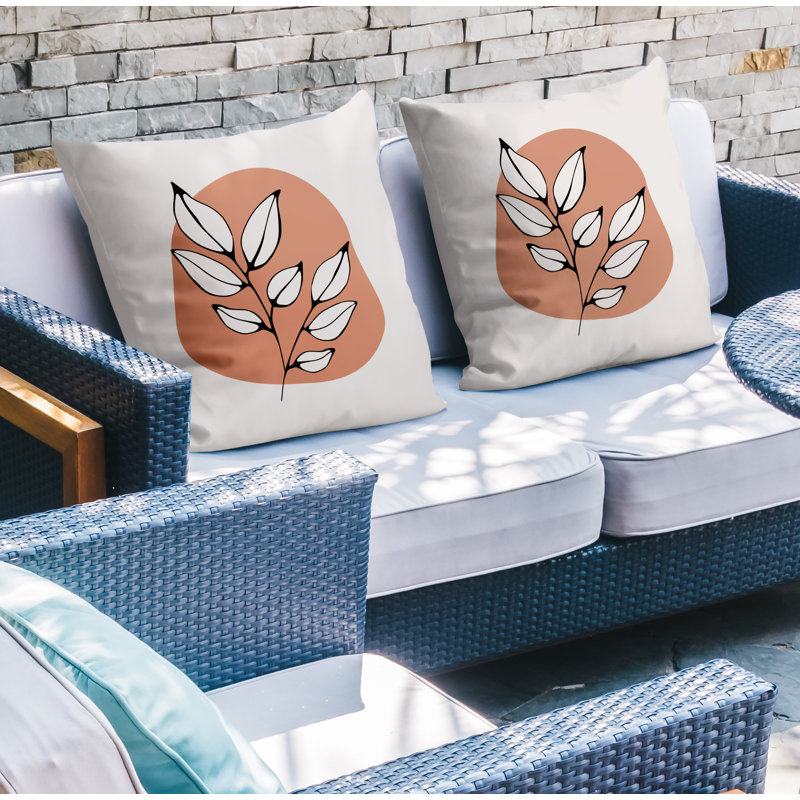 Jeté carré en polyester / mélange de polyester intérieur / extérieur, L 17 po x H 17 po, Saumon / beige