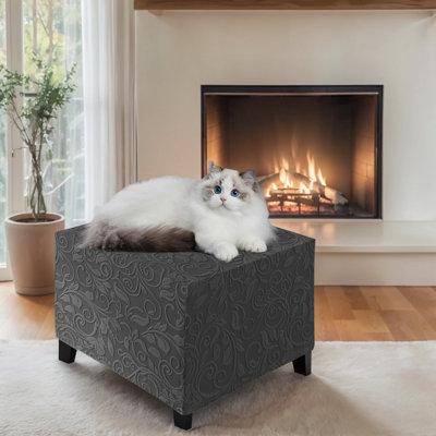 High Elasticity Jacquard Fabric Stool Cover - Elastic Fit For Rectangle And Square Ottomans
