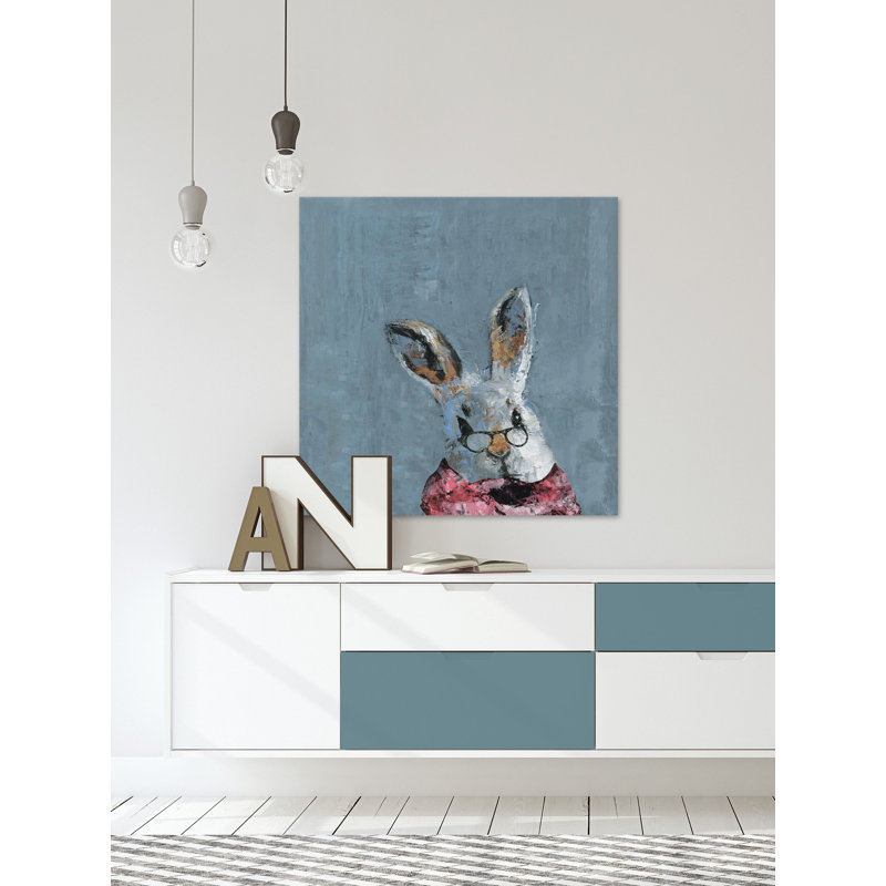 Granny Bunny - Wrapped Canvas Painting, 12" H x 12" W x .1.5" D