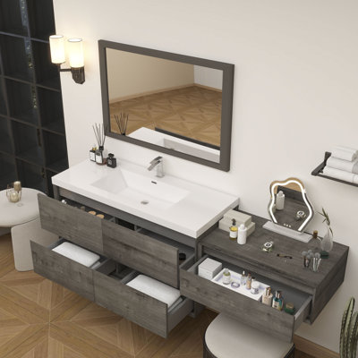 Meuble-lavabo mural 84 po avec évier en acrylique renforcé Aliki
