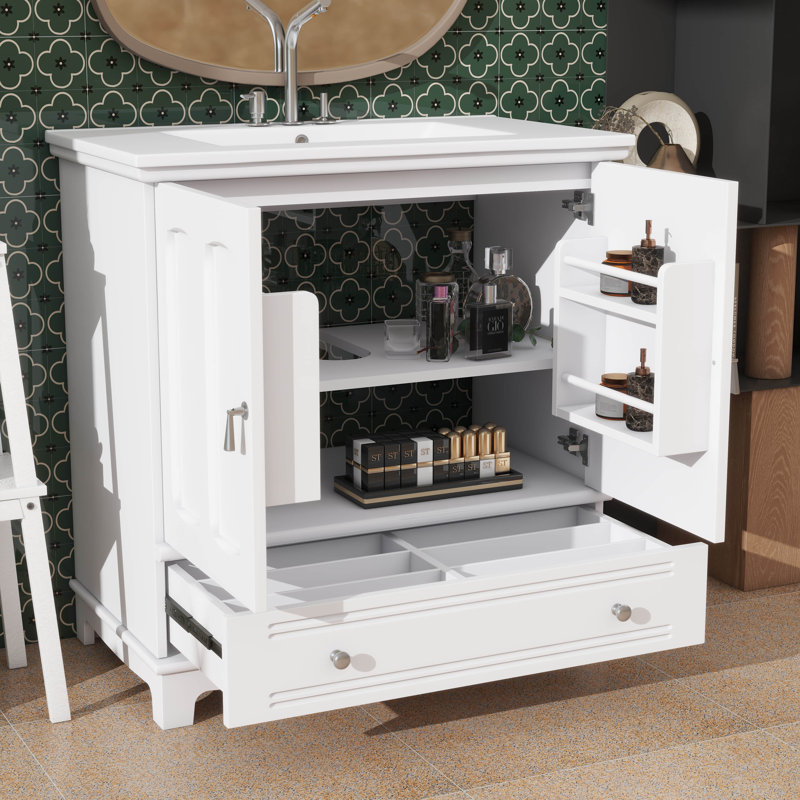 Meuble-lavabo de 30 pouces avec meuble-lavabo intégré, Blanc