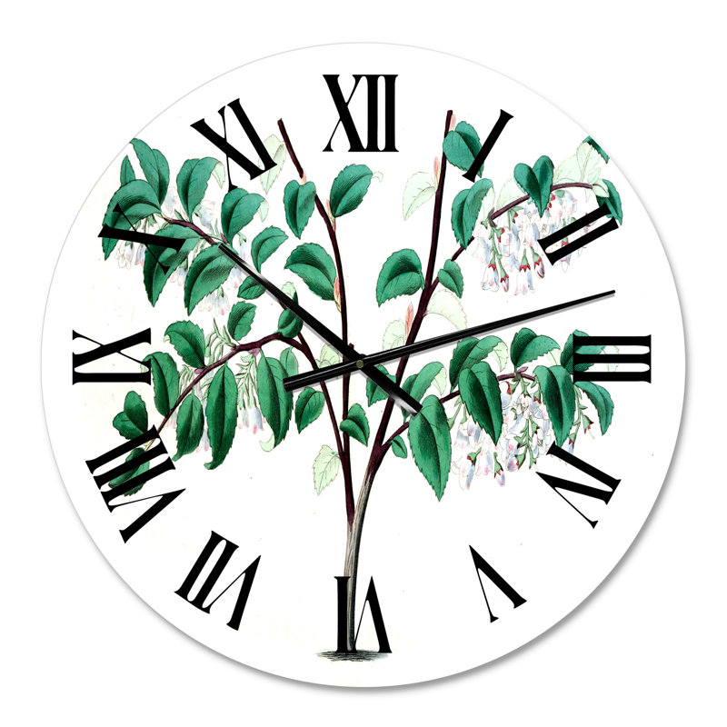 Vintage Green Leaves Plants I - Horloge murale traditionnelle, Moyen