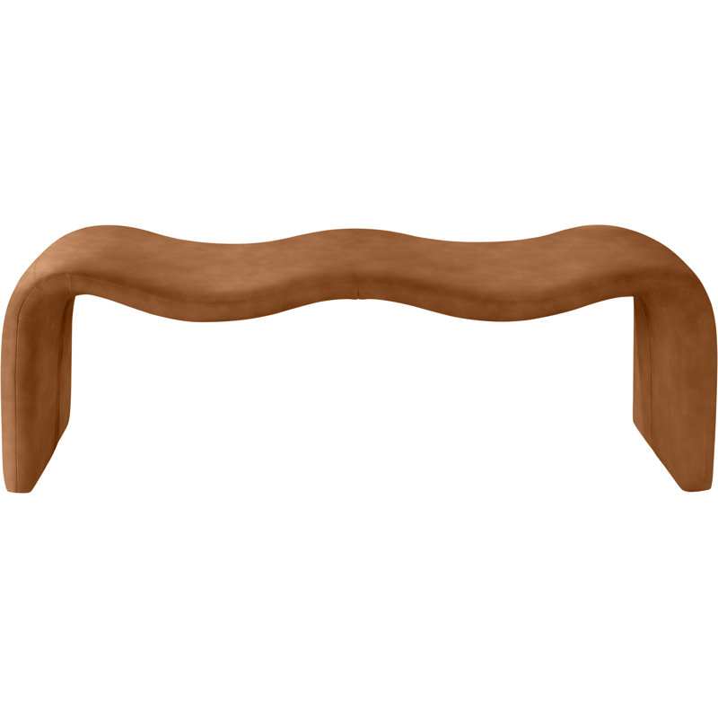 Monifa Vegan Leather Bench, Cognac Vegan Leather
