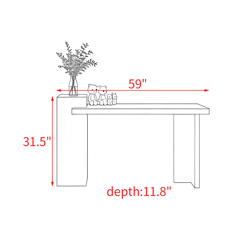 Console en bois de style moderne., H 31,5 po x l 59 po x P 11,8 po