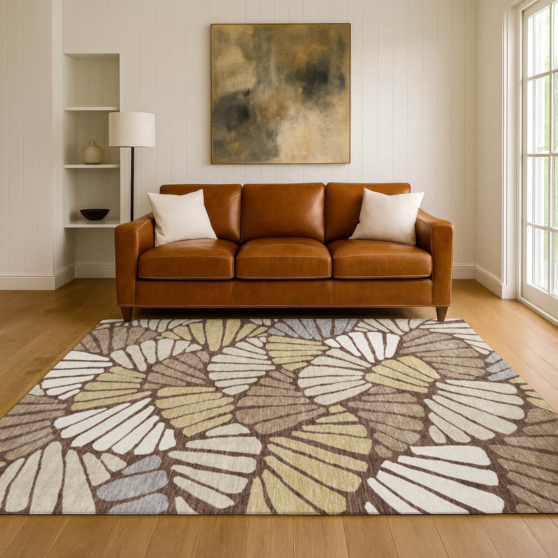 Tapis floral lavable à la machine de qualité supérieure Mayfield AMF2384, Chocolat, 10 pi x 14 pi