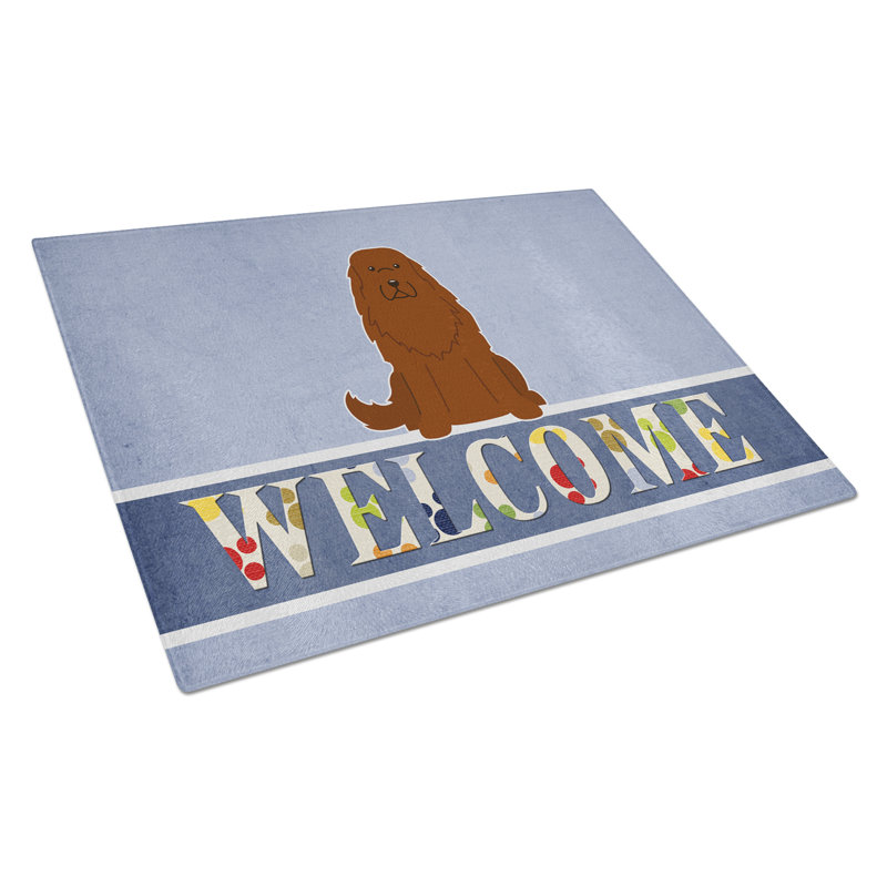 Caroline's Treasures Welcome Dog Glass Caucasian Shepherd Dog Cutting Board