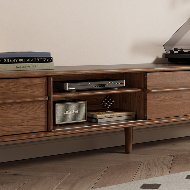 Meuble télé moderne et rétro, H 17,71 po x L 13,77 po x l 94,48 po, Brun noyer