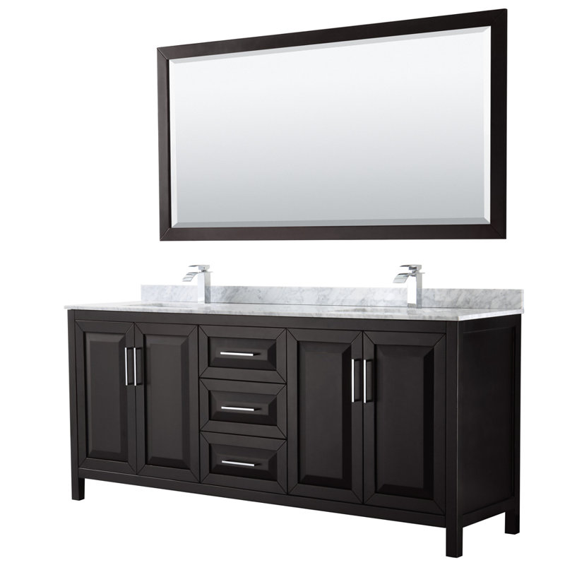 Daria 80'' W Double Vanity, White, Carrara Cultured Marble, Polished Chrome