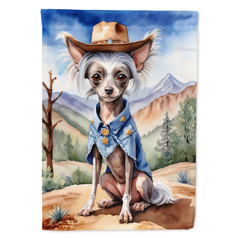Drapeau Cowboy Welcome House, Chien chinois à crête